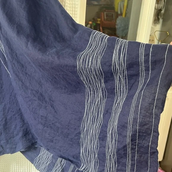 EILEEN FISHER MIDNIGHT HANDKERCHIEF 100% IRISH LINEN DRESS SZ SMALL LINED EUC - Picture 4 of 14